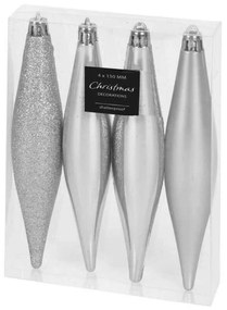 Χριστουγεννιάτικα Στολίδια (Σετ 4τμχ) K-M Silver CAN059648