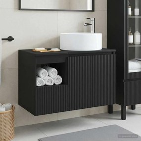 vidaXL Σετ Επίπλων Μπάνιου 2 τμχ. Μαύρο Επεξεργασμένο Ξύλο
