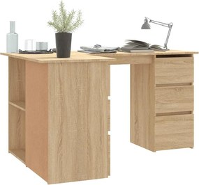 vidaXL Γραφείο Γωνιακό Sonoma Δρυς 145 x 100 x 76 εκ. από Επεξ. Ξύλο