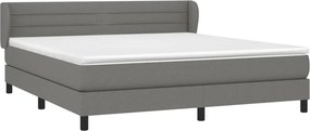 vidaXL Κρεβάτι Boxspring με Στρώμα Σκούρο Γκρι 160x200 εκ Υφασμάτινο