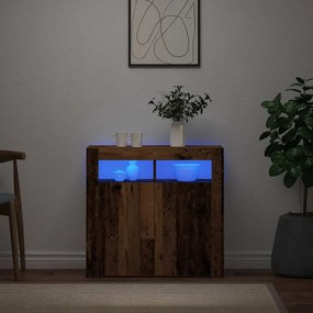 vidaXL Ντουλάπι με LED Όψη Παλαιού Ξύλου 80 x 35 x 75 εκ. Επεξ. Ξύλο