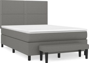 vidaXL Κρεβάτι Boxspring με Στρώμα Σκούρο Γκρι 140x200 εκ Υφασμάτινο