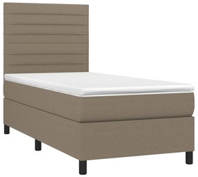 vidaXL Κρεβάτι Boxspring με Στρώμα &amp; LED Taupe 90x200 εκ. Υφασμάτινο