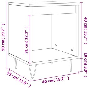 Κομοδίνα 2 τεμ. Γυαλ. Λευκό 40 x 35 x 50 εκ. Επεξεργασμένο Ξύλο - Λευκό