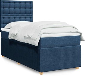 vidaXL Κρεβάτι Boxspring με Στρώμα Μπλε 100 x 200 εκ. Υφασμάτινο