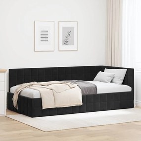 vidaXL Κρεβάτι Γωνίας με κεφαλάρι Μαύρο 100 x 200 cm Βελούδο