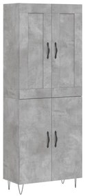 vidaXL Ντουλάπι Γκρι Σκυροδέματος 69,5x34x180 εκ. Επεξεργασμένο Ξύλο