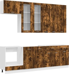 vidaXL Μονάδα κουζίνας LYON 8 pcs Καπνισμένο Ξύλο Δρυός