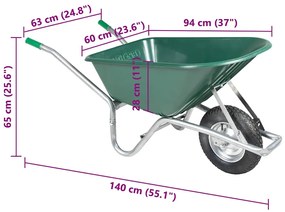 ΚΑΡΟΤΣΑΚΙ ΠΡΑΣΙΝΟ 90 L 150 KG ΑΠΟ ΓΑΛΒΑΝΙΣΜΕΝΟ ΧΑΛΥΒΑ ΠΛΑΣΤΙΚΟ 4013466