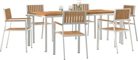 vidaXL Σετ Εξωτερικής Τραπέζης 7 pcs Καφέ Στερεό Ξύλο Τίκ