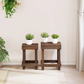 vidaXL Βάση φυτών 2 pcs Καφέ 70 x 11 x 27 εκ. Ξύλο Μαόνι