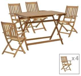 Mobie-Jaybo dining table set of 5 folding natural solid acacia wood 100x65x72cm 100x65x72 εκ.