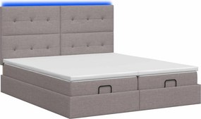 vidaXL Κρεβάτι Ottoman με Στρώμα και LED Taupe 160 x 200 cm Ύφασμα