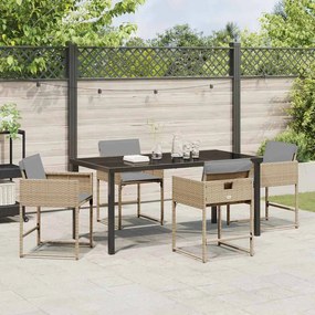 vidaXL Σέτ φαγητού για κήπο 5 pcs Μπεζ συνθετικό ρατάν
