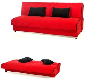 Καναπές Κρεβάτι 3Θέσιος New Leon 190x85x83cm Φ7 Κόκκινος Με Μαύρη Ρίγα 52/53 828-25-344 Ύφασμα