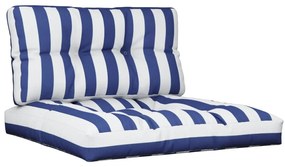 vidaXL Μαξιλάρια Παλέτας 2 τεμ. Μπλε &amp; Λευκά Ριγέ Υφασμάτινα