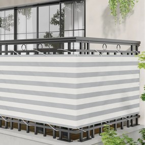 vidaXL Οθόνη Μπαλκονιού Ανοιχτό Γκρι και Λευκό 100 x 300 cm