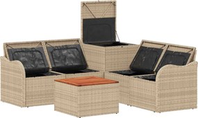 vidaXL Σετ Καναπέ 6 τμχ. Μπεζ και Κρέμ 55 x 55 x 37 εκ
