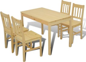 Ξύλινη Τραπεζαρία με 4 Καρέκλες Φυσικό Χρώμα