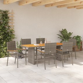 vidaXL Σετ τραπεζαρίας κήπου  7 τεμαχίων Γκρι Πολυ Ρατάν