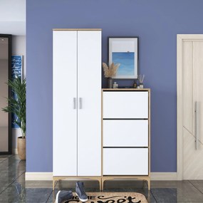 Έπιπλο Εισόδου Καρυδί / Λευκό CROUSU 120x37.5x198.6