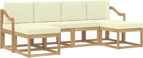 vidaXL Σειρά Καναπέ Εξωτερικού 6 pcs Λευκό και Κρεμ Πολυεστέρας