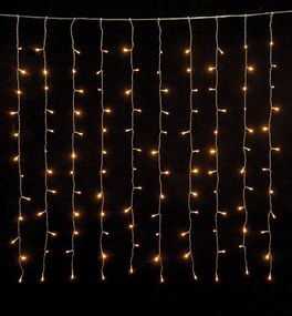 240Led Συμμετρική Κουρτίνα Με Επέκταση Πρόγραμμα Και Μετασχηματιστή 200 x 100(h)cm,Διάφανο Καλώδιο/Θερμό Λαμπάκι (Kelvin: 2.500 - 2.800)