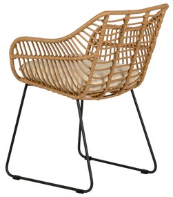 Πολυθρόνα Κήπου ArteLibre KALAMBO Φυσικό/Μαύρο Αλουμίνιο/Rattan 56x57x81cm