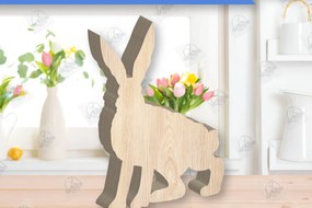 Σετ των 2 Intra απο ξύλο plywood Χρώμα wenge 3mm-4mm πάχος - Πασχαλινό λαγουδάκι Ξύλινη διακόσμηση με λέιζερ Δίασταση 15x15 cm INTRAFABR-30763685