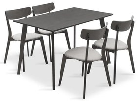 Intrahome Tραπεζαρία Benson - Toto Intrahome σετ 5τμχ rustic grey - ύφασμα γκρι 120x75x75εκ | SKU: INTRAPA-311111298