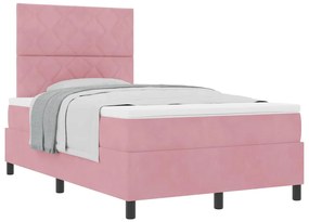 vidaXL Κρεβάτι με ελατήρια με στρώμα Ροζ 120 x 200 cm Βελούδο
