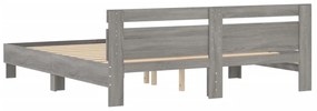 vidaXL Πλαίσιο Κρεβατιού με Κεφαλάρι Γκρι Sonoma 180x200εκ. Επεξ. Ξύλο