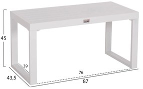 Τραπεζάκι Ξαπλώστρας SENTRY Αλουμίνιο Λευκό 87x43,5x45Υ εκ. 87x43.5x45 εκ.