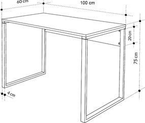 Γραφείο εργασίας Inna Megapap χρώμα sapphire oak - λευκό 100x60x75εκ.