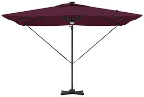 vidaXL Cantilever Roma Parasol με LEDs Μπορντό 286x285x270 εκ. Αλουμίνιο