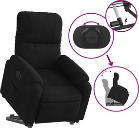 vidaXL Πολυθρόνα Ανακλινόμενη με Ανύψωση Μαύρο Ύφασμα Μικροϊνών