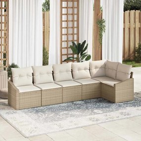 vidaXL Σετ Καναπέ Κήπου 6 pcs Μπεζ Πολυ ράταν