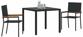 vidaXL Σέτ φαγητού για κήπο 3 pcs Μαύρο 90 x 90 x 75 cm