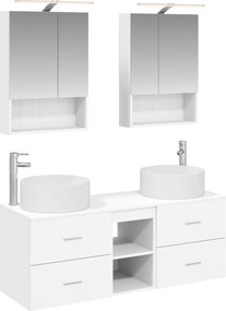 vidaXL Σετ Επίπλων Μπάνιου 5 pcs Λευκό Επεξεργασμένο Ξύλο και Γυαλί