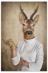 Πίνακας σε καμβά -Woman With Deer Head- Megapap ψηφιακής εκτύπωσης 50x75x3εκ.
