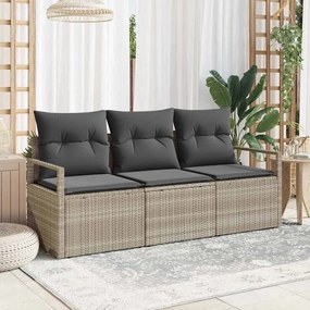vidaXL Σετ Καναπέ 3 pcs Ανοιχτό γκρι συνθετικό ρατάν