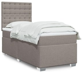 Κρεβάτι Boxspring με Στρώμα Taupe 90x200 εκ. Υφασμάτινο - Μπεζ-Γκρι