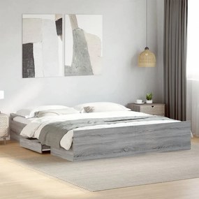 Πλαίσιο Κρεβατιού με συρτάρια Γκρι sonoma 180x200εκ. Επεξ. Ξύλο 3280277