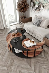 Σετ Τραπεζιών Σαλονιού Καρυδί / Μαύρο SECRA 70x70x38