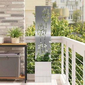 vidaXL Οθόνη Ιδιωτικότητας Κήπου Floral Ασημί 32 x 150 εκ
