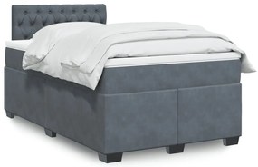 vidaXL Κρεβάτι Boxspring με Στρώμα Σκούρο Γκρι 120x200 εκ. Βελούδινο