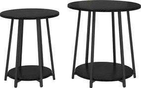 vidaXL Σετ βοηθητικά τραπεζάκια με ράφι 2 pcs Μαύρη Οξυά