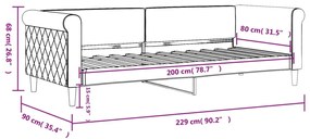 Καναπές Κρεβάτι Ανοιχτό Γκρι 80 x 200 εκ. Βελούδινος - Γκρι