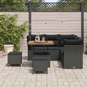 vidaXL Σετ Καναπέ Κήπου Ρυθμιζόμενο ύψος 8 pcs Μαύρο συνθετικό ρατάν