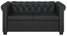 vidaXL Καναπές Διθέσιος Chesterfield Μαύρος από Συνθετικό Δέρμα